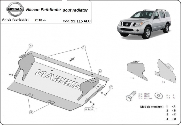 Aluminium Radiator Beschermplaat voor Nissan Pathfinder