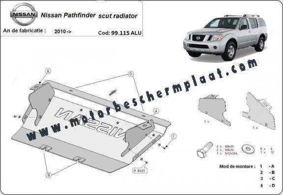 Aluminium Radiator Beschermplaat voor Nissan Pathfinder