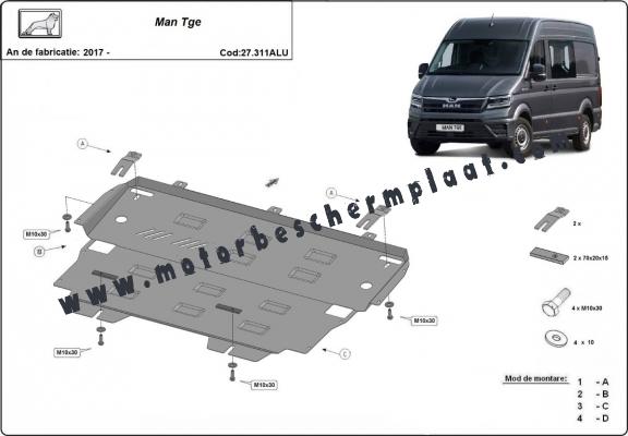 Aluminium Motor, Versnellingsbak en Radiator Beschermplaat voor MAN Tge