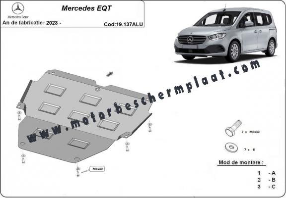 Aluminium Motor, Versnellingsbak en Radiator Beschermplaat voor Mercedes EQT