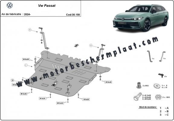 Motor, Versnellingsbak en Radiator Beschermplaat voor VW Passat
