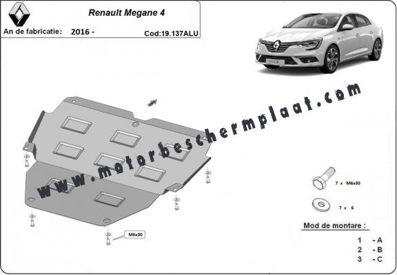 Aluminium Motor, Versnellingsbak en Radiator Beschermplaat voor Renault Megane IV