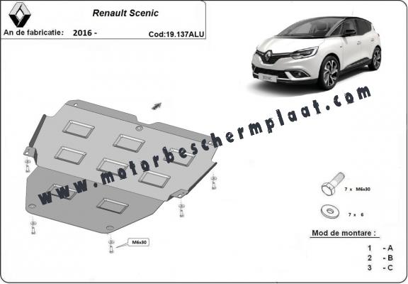 Aluminium Motor, Versnellingsbak en Radiator Beschermplaat voor Renault Scenic IV
