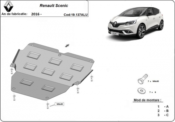 Aluminium Motor, Versnellingsbak en Radiator Beschermplaat voor Renault Scenic IV