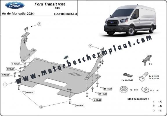Aluminium Motor, Versnellingsbak en Radiator Beschermplaat voor Ford Transit V363 4x4
