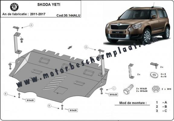 Aluminium Motor, Versnellingsbak en Radiator Beschermplaat voor Skoda Yeti