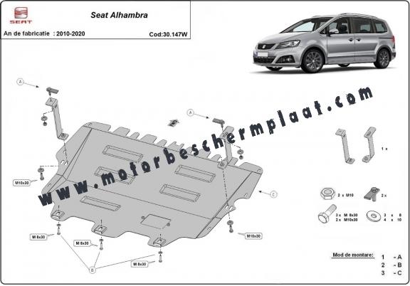 Motor, Versnellingsbak en Radiator Beschermplaat voor Seat Alhambra - Webasto