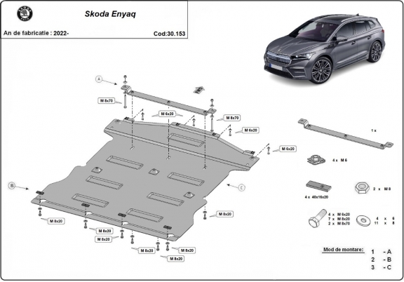 Motor, Versnellingsbak en Radiator Beschermplaat voor Skoda Enyaq