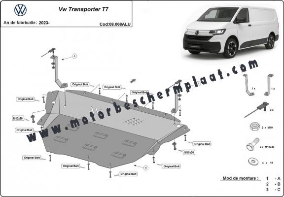 Aluminium Motor, Versnellingsbak en Radiator Beschermplaat voor Volkswagen Transporter T7 Van