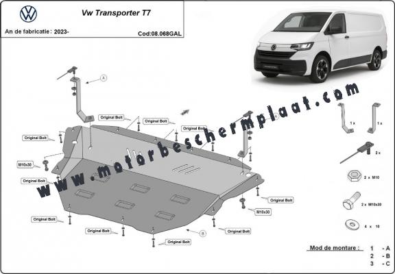 Motor, Versnellingsbak en Radiator gegalvaniseerd staal Beschermplaat voor Volkswagen Transporter T7