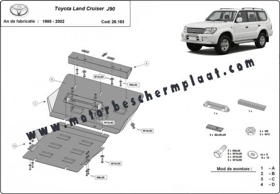 Motor en Radiator Beschermplaat voor Toyota Land Cruiser J90 / J95