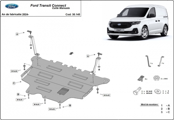 Motor, Versnellingsbak en Radiator Beschermplaat voor Ford Transit Connect