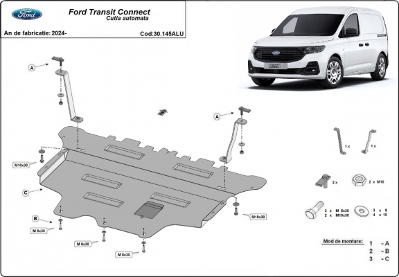 Aluminium Motor en Versnellingsbak Beschermplaat voor Ford Transit Connect