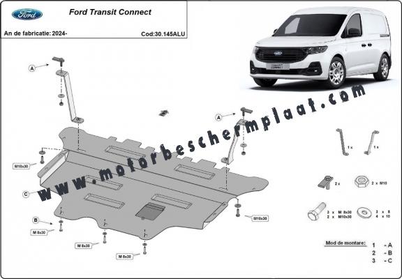 Aluminium Motor en Versnellingsbak Beschermplaat voor Ford Transit Connect