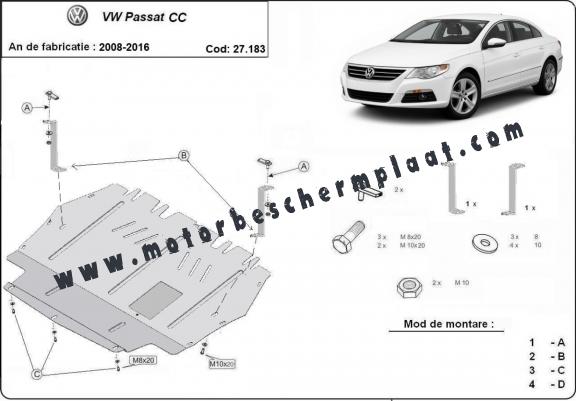 Motor, Versnellingsbak en Radiator Beschermplaat voor VW Passat CC