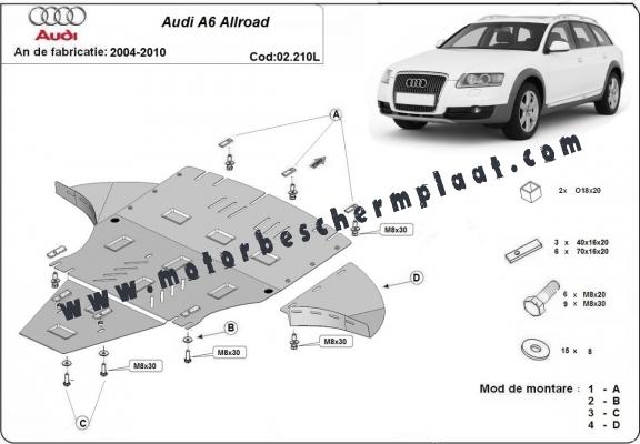 Motor, Versnellingsbak en Radiator Beschermplaat voor Audi A6 Allroad 2 - avec latéraux