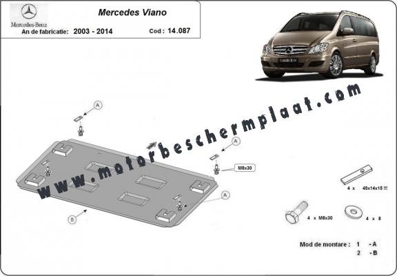 Motor, Versnellingsbak en Radiator Beschermplaat voor Mercedes Viano W639 - 2.2 D 4x2, 4x4
