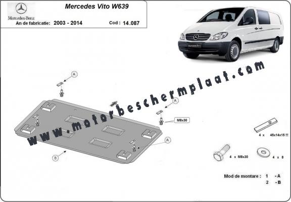 Motor, Versnellingsbak en Radiator Beschermplaat voor Mercedes Vito W639 - 2.2 D 4x2, 4x4