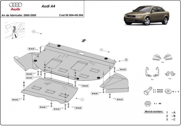 Motor Beschermplaat voor Audi A4 B6 - promotie pakket