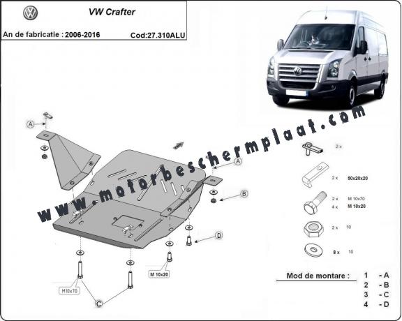 Motor en Versnellingsbak Beschermplaat voor Volkswagen Crafter - Aluminium