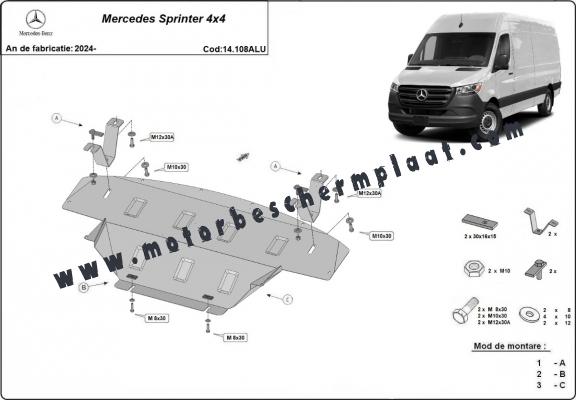 Motor en Versnellingsbak Beschermplaat voor Mercedes Sprinter 907 4x4 - Aluminium