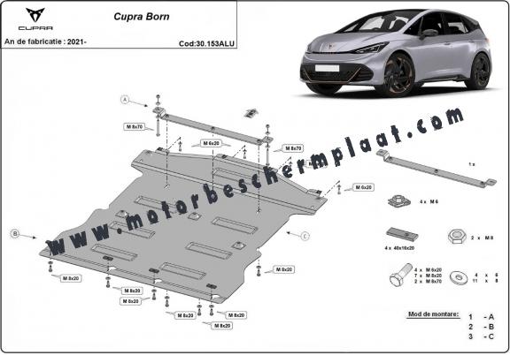 Aluminium Motor, Versnellingsbak en Radiator Beschermplaat voor Cupra Born