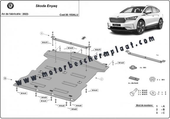 Aluminium Motor, Versnellingsbak en Radiator Beschermplaat voor Skoda Enyaq