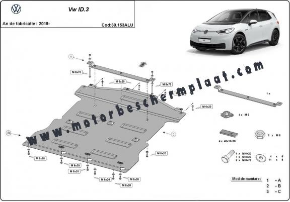 Motor, Versnellingsbak en Radiator Beschermplaat voor Volkswagen TID.3 - aluminium