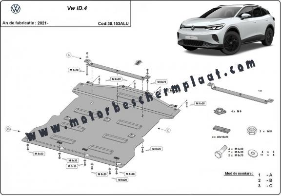Motor, Versnellingsbak en Radiator Beschermplaat voor Volkswagen TID.4 - aluminium