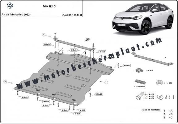 Motor, Versnellingsbak en Radiator Beschermplaat voor Volkswagen TID.5 - aluminium