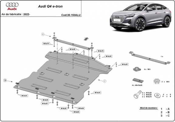 Aluminium Motor Beschermplaat voor Audi Q 4 e-tron