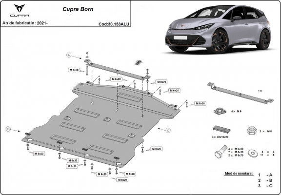Aluminium Motor, Versnellingsbak en Radiator Beschermplaat voor Cupra Born