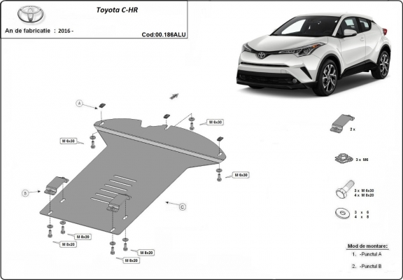 Aluminium katalysatorbeschermer / kat-slot voor Toyota C-HR