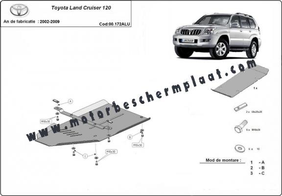 Versnellingsbak aluminium  Beschermplaat voor Toyota Land Cruiser J120