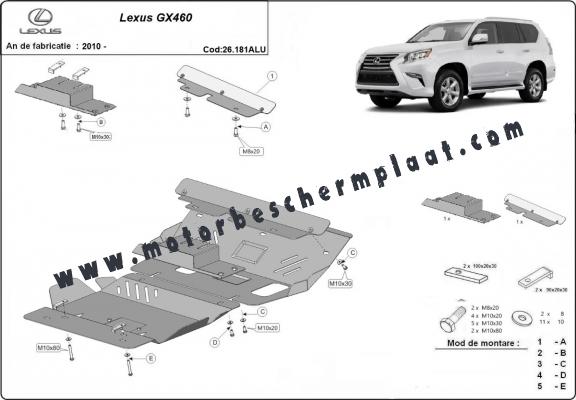 Motor  Beschermplaat voor Lexus GX460 - Aluminium