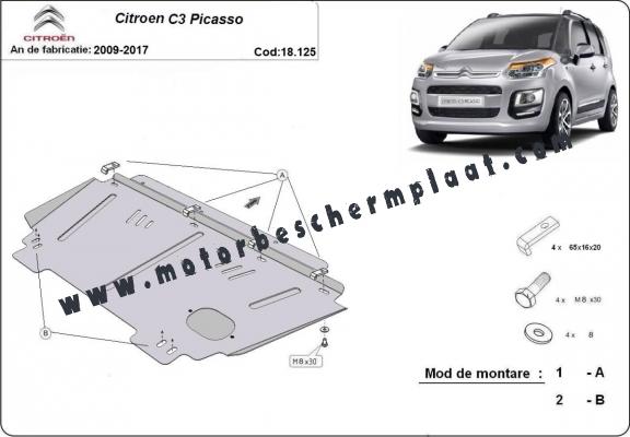 Motor en Versnellingsbak Beschermplaat voor Citroen C3 Picasso