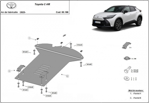 Katalysator/cat lock Beschermplaat voor Toyota C-HR