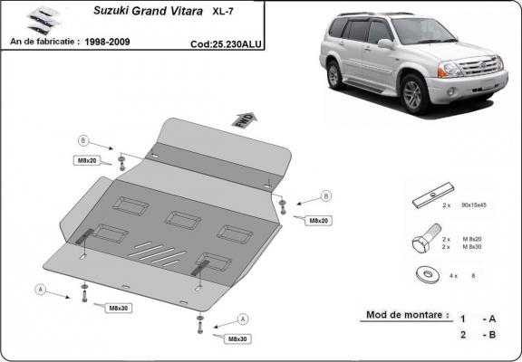 Motor, Versnellingsbak en Radiator aluminium Beschermplaat voor Suzuki Grand Vitara XL7