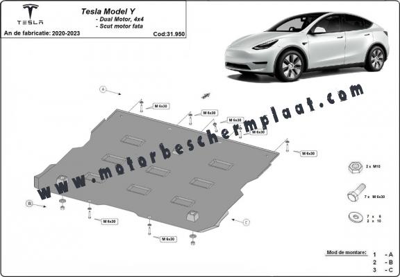 Voorste elektromotorschild tbv Tesla Model Y AWD