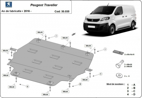 Motor Beschermplaat voor Peugeot Traveller