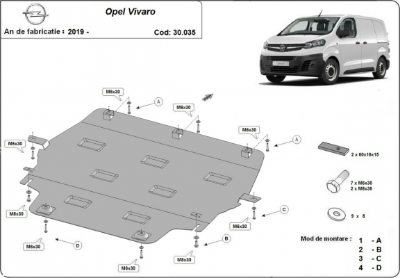 Motor, Versnellingsbak en Radiator Beschermplaat voor Opel Vivaro C 