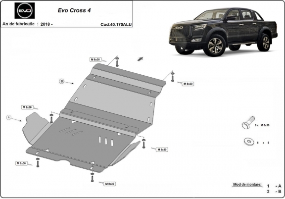 Motor Beschermplaat voor Evo Cross 4 - Aluminium