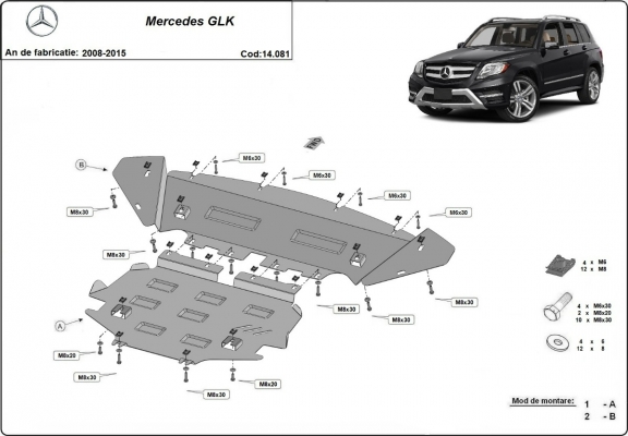 Motor, Versnellingsbak en Radiator Beschermplaat voor  Mercedes GLK X204