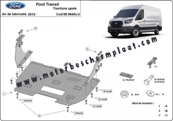 Aluminium Motor en Versnellingsbak Beschermplaat voor Ford Transit RWD