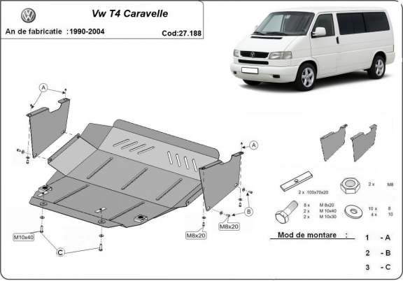 Motor en Versnellingsbak Beschermplaat voor Transporter T4 Caravelle