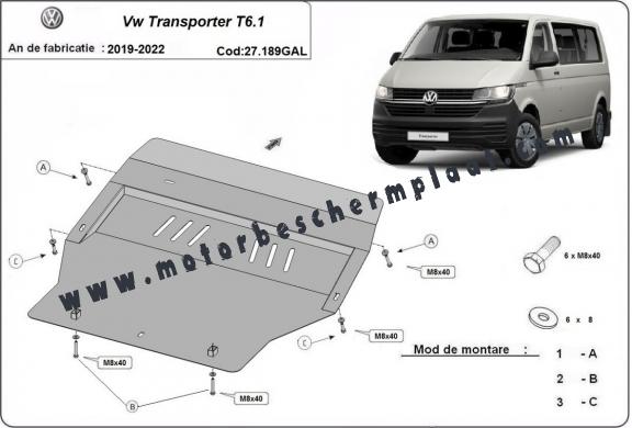 Motor, Versnellingsbak en Radiator gegalvaniseerd staal  Beschermplaat voor Volkswagen Transporter T6.1