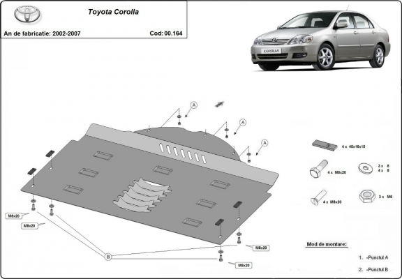 Katalysator/cat lock Beschermplaat voor Toyota Corolla