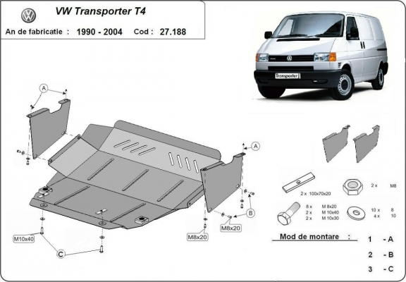 Motor en Versnellingsbak Beschermplaat voor VW Transporter T4