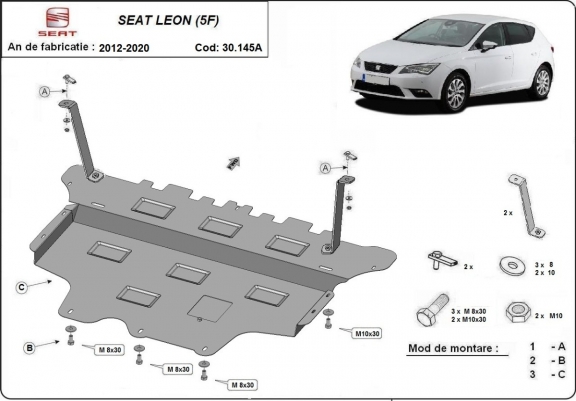 Motor en Versnellingsbak Beschermplaat voor Seat Leon Mk3 - Automatische versnellingsbak