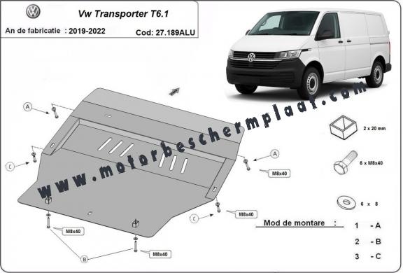 Motor, Versnellingsbak en Radiator Beschermplaat voor Volkswagen Transporter T6.1 - aluminium